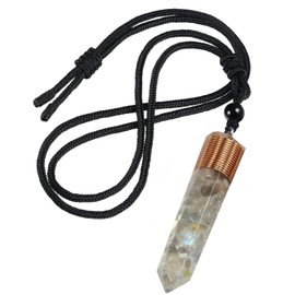 mookaitedecor Hexagon Column Pendant Necklace for Men and Women, Tumbled Stone Healing Stone Jewellery with Adjustable Chain 46-62 cm, labradorite stone Fabric