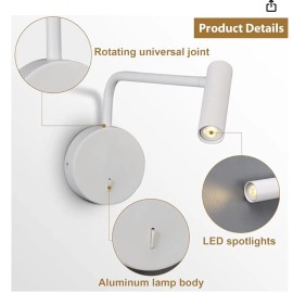 ZEROUNO Wall Mounted Reading Light for Bedroom LED Hardwired Sconce