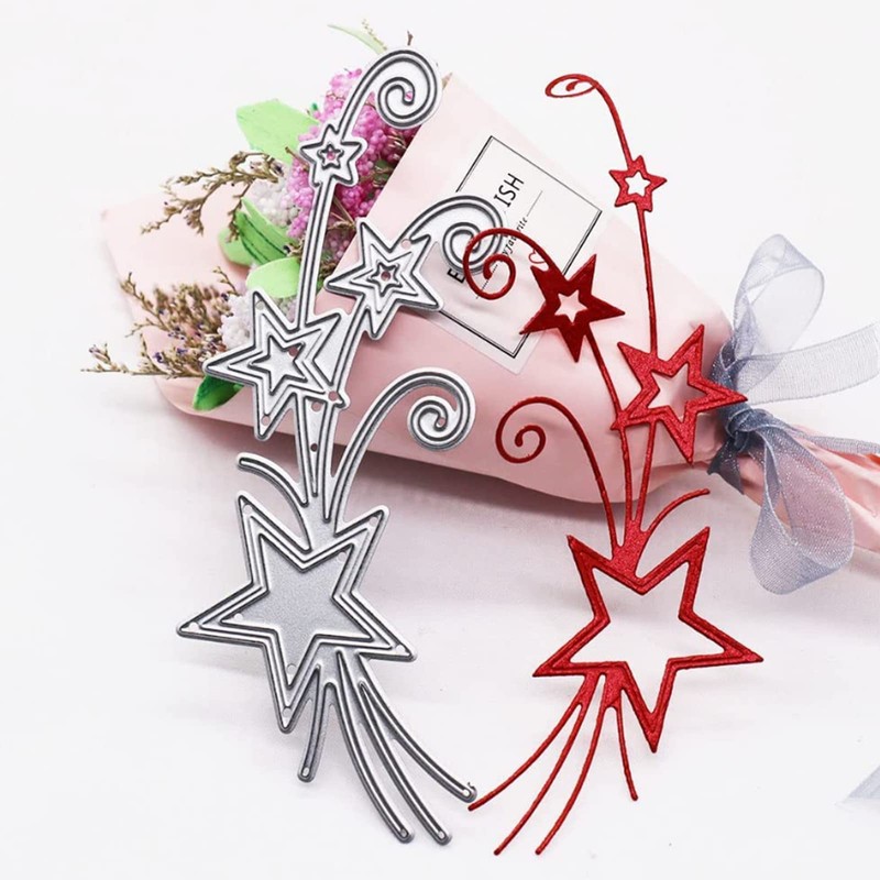 Christmas Stars Bouquet Metal Die Cuts,Merry Christmas Deer Stars Snowfake