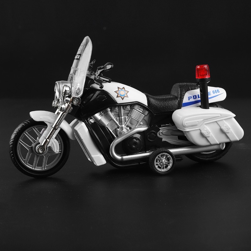 Children Mini Pull Back Toy Alloy Simulation Motorcycle Police Car