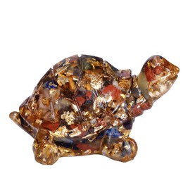 mookaitedecor Resin Crystal Turtle Statue Tortoise Statue Carved Animal for Office Home Decoration Mixed Stones