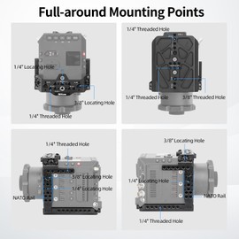 Nitze Cage for Z CAM E2-F6 Pro Camera, Camera Cage with Two Integrated NATO Rails and 3/8" to 1/4" Thread Adapters - T-Z02A