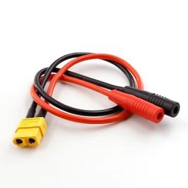 JIECHUN 2pcs Amass XT60 Female to 4mm Banana Bullet Female Connector Adapter Cable 14awg 30cm for iSDT Charger