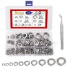 Rrina 358Pcs 304 Stainless Steel Split Lock Washers Assortment Kit,Spring Lock Washer 9 Sizes 4# to 5/8