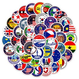 60 Pcs National Flags Stickers for Kids Teens Adults Boys,Laptop,Skateboard,Luggage,Car,Bike,Cup,Computer,Water Bottle Stickers Pack Decor,National Flags Athletics Vinyl Waterproof Sticker Decals