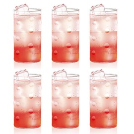 Borosil ision Deco Large Medallion Glasses [Set of 6] Clear Lightweight & Durable Drinkware, 12 Ounce Cups