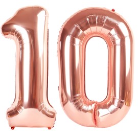 40 Inch Rose Gold Balloon Number 10 Balloon,Jumbo Mylar Foil Helium Balloon for 10 Digital Balloons for Birthday Party,Wedding Anniversary Party Decorations