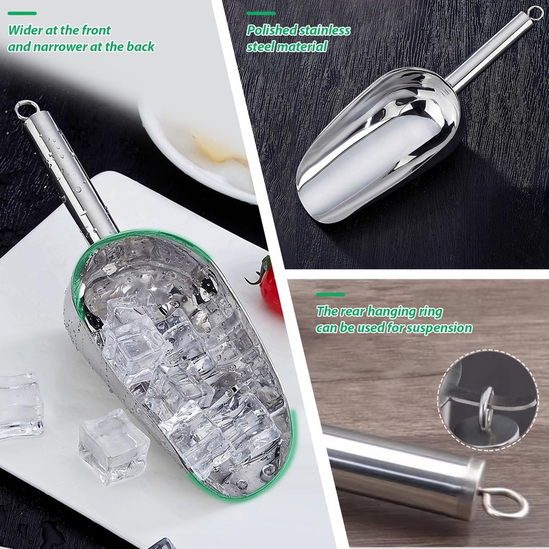 Stainless Steel Ice Scoop Heavy-Duty Scooper for Ice Makers &