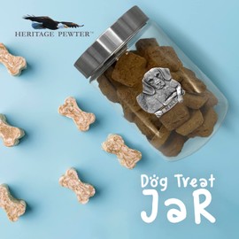 Heritage Pewter Beagle Good Dog Treat Jar - 34 OZ Treat Jar with Airtight Screw-On Lid | Gift for Beagle Owners | Expertly Crafted Pewter Glass