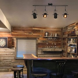 LALUZ Track Lighting Kit Semi Flush Mount Close to Ceiling Fixture with 4 Adjustable Heads, 36.4 inches, Matte Black (4-Light)