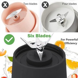 AnnuoYi Portable Blender,Personal Size Blender For Shakes And Smoothies With 6 Ultra Sharp BladesBattery Powered USB Mixer,Suitable For Travel/Picnic/Office/Gym