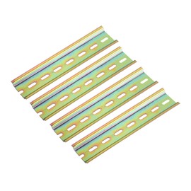 sourcing map 4 Pcs DIN Rail Slotted Iron Mounting Guide 5"(130mm) Long 35mm Wide 7.5mm High Bronze Tone
