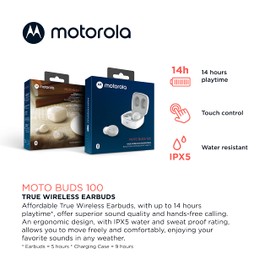 Motorola Moto Buds 100 Audífonos Inalámbricos Bluetooth TWS True Wireless IPX5 Nueva Línea