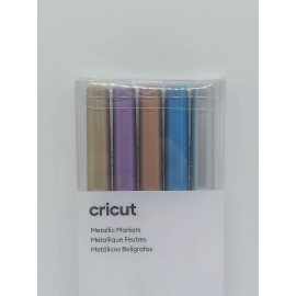 Cricut 5 Cricut Metalic Markers - Gold, Purple, Bronze, Blue, Silver- New In Box