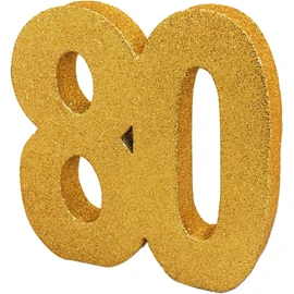 Number 80 Glitter Table Decoration Gold
