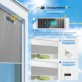 Motorized Blinds with Remote, Smart Blinds with Solar Panel, Thermal Blackout Electric Blinds, Automatic Blinds for Windows Compatible with Alexa, Grey-28"x72"