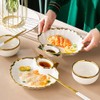 DOITOOL 3PCS Ceramic Sushi Plate with Sauce Compartment, Seashell Shaped