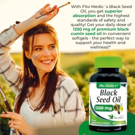 FITO MEDIC'S Organic Black Seed Oil 1250mg | 90 Softgel Capsules | Non-GMO | Gluten Free USA