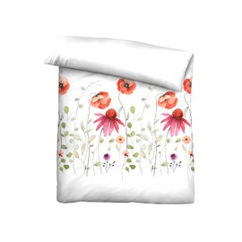 Traumhaft schlafen - Castell - Markenbettwäsche Bed Linen Renforce 0040756 Poppy Meadow 1x 135 x 200 cm + 1x 80 x 80 cm Red