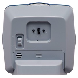 Seiko Clock KR335L Table Clock, Blue Metallic, Body Size: 4.2 x 4.3 x 2.4 inches (10.8 x 11.0 x 6.0 cm), Alarm Clock, Radio, Analog,