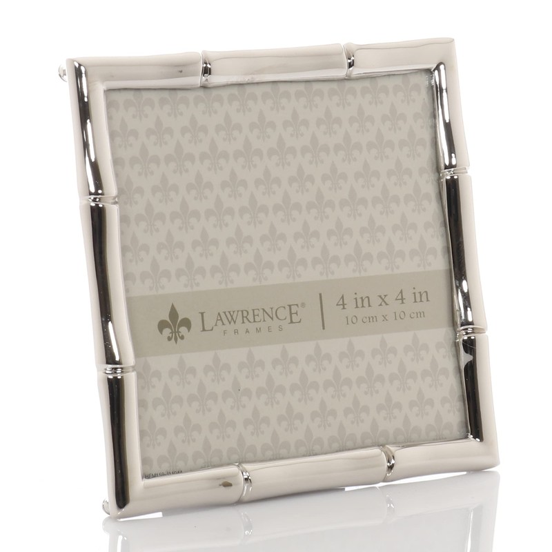 Lawrence Frames Bamboo Design Metal Frame, 4x4, Silver