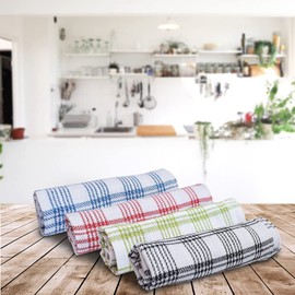 Pro Blazes 100% Natural Cotton Kitchen Towels - Pack of 4, 8 & 12, 50 X 70 Cm Dish Towels - Towels for Drying Dishes – Machine Washable Kitchen Towels - Bar Towels - Ultra Absorbent Tea Towels (4)