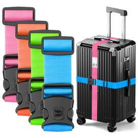 BILIONE Luggage Straps TSA Approved Add a Bag Premium Accessory for Travel Bag Closure (Mixed Color, 4)