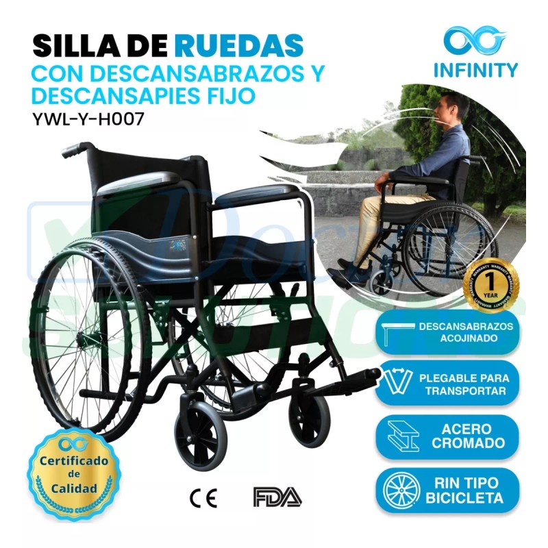 Infinity Silla De Ruedas Esmaltada Brazo Y Descansa Pies Fijo