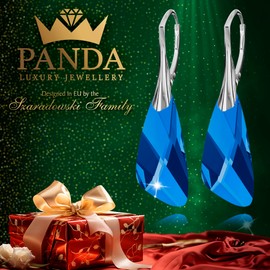 925 Silver Hanging Earrings for Women - Many Colours - Hanging Earrings with Crystals - Wings Jewellery for Her - Silver Earrings Girls A Gift for a Woman, Sterling Silver, Crystal