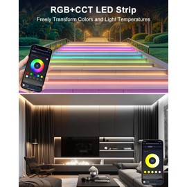 ALITOVE 5M RGB CCT LED Strip Light Outdoor LED Rope Light Waterproof Dream Color Tunable White LED Light Strip 2700K-6500K with Bluetooth APP Remote Control for Home Outdoor Christmas Holiday Drcor