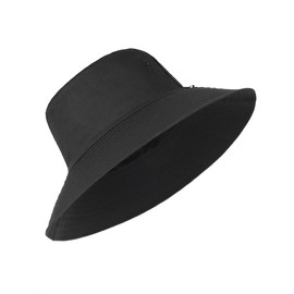 Zylioo XL/XXL Fishing Hat 3XL Fishing Hat for Large Head, UPF50+ Reversible Bucket Hats, Double-Sided UV Protection Sun Hat with Wide Brim, Black - 9 cm