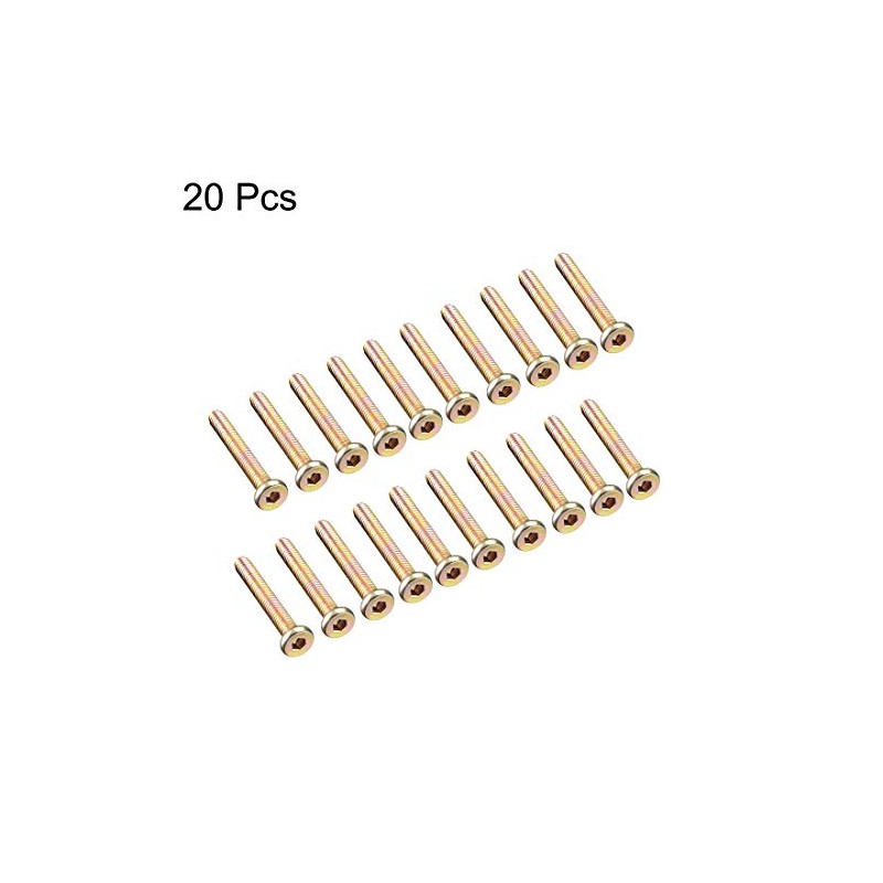 sourcing map M6x40mm Furniture Bolt Hex Socket Drive Round Head
