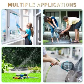 Dalmbox Garden Hose Splitter 2 Way With Long Handle, Garden Hose Adapter with 2 Pcs Garden Hose Coiled Spring Protectors and 6 Rubber Washers