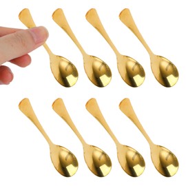 Penitue 8pcs Mini Stainless Steel Spoons, 7.3x1.7cm/2.9x0.67in Tiny Cute Small Spoons for Spice Jars Condiments Sugar Honey Coffee Tasting & Dessert Little Decoration (Gold)