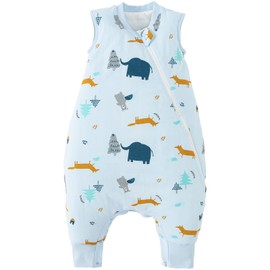 Duomiaomiao sleeping bag with feet, sleeping bag with feet all year round, 100% cotton sleeping bag baby, sleeping bag with feet 1.5 Tog, sleeping bag with legs for boys and girls