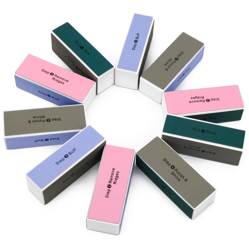 Adecco LLC 10 pcs 4 Way Colorful Nail Art Buffer