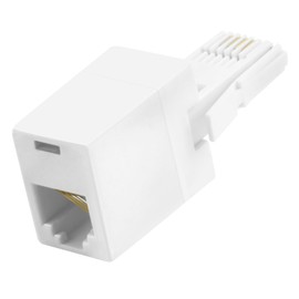 BT Telephone Line Adapter RJ11 Socket Female Jack to BT Male Plug BT to Rj11 6P4C 4 Wire Converter for UK Landline Phone Cord Home & Office Fax Modem Extender, White
