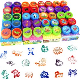 40 Pieces Animal Stamps, Self-Inking Stampers for Arts and Crafts, Novelty Toys for Kids' Birthday Gifts, Perfect Party, Loot Bag Fillers, Prizes, Teacher Reward Stamps