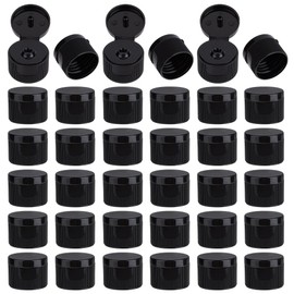 OLYCRAFT 36Pcs 24/400 Flip Top Screw Caps Black Flip Top Dispensing Cap Black Replacement Bottles Caps Reusable Plastic Bottle Cap for Shampoo Squeeze Bottles Dispensing Caps - Inner Diameter 24mm