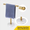Gold Hand Towel Holder Stand with Heavy Marble Base, T-Shape