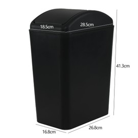 Begale 15 L Plastic Swing Top Waste Bin, Plastic Trash Bin with Swing Top Lid, Black
