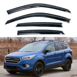 KPY Window Visor Compatible with Ford Escape 2013-2019, 4PC Rain Guard Side Window Vent Deflectors Tape-On Mugen Style, 2013 2014 2015 2016 2017 2018 2019