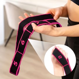 Pack of 2 Yoga Stretch Strap, Extra Long Fitness Bands, Training Bands, Ideal Resistance Bands for All Exercises, Fitness, Dance Training, Gymnastics, Pilates, Yoga (Red and Pink)