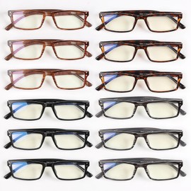 Eyekepper 12 Pack Blue Light Blocking Reading Glasses Men Computer Readers Wood Grain Pattern +1.50