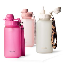 MAMEIDO Children's Water Bottle 500 ml with Straw & Tritan Carry Strap, Leak-Proof Water Bottle, BPA-Free Bottle for Boys and Girls (Glow Couture, 0.5 L)