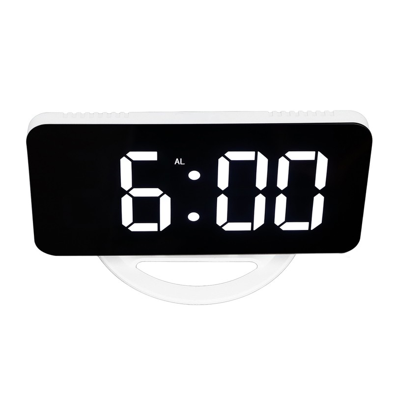 LED Digital Alarm Clock USB Charging Mirror Clock with 4