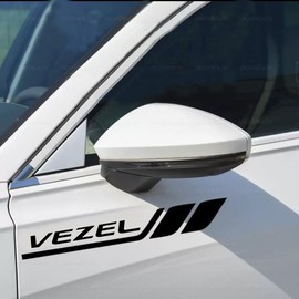 Vezel Fender Emblem Door Sticker Body Rear Side Glass Side Skirt Enhances Appearance Cool Hide Scratch Heat Resistant Reflective Waterproof (Black)