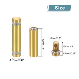 uxcell 8 Pcs Standoff Screws, 1/2" x 2" Stainless Steel Double Head Advertising Screws Wall Standoff Mounts Hardware for Acrylic Glass Sign Holder Wine Glass Rack, Gold