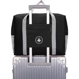 Travel Duffel Bag Tote Carry on Luggage Bag Easyjet Airlines Personal Item Sports Gym Bags Water Resistant Weekender Overnight Bags for Women and Men (Black)