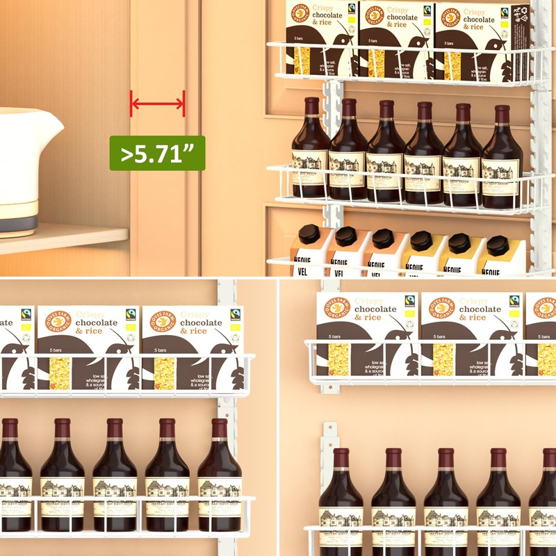 Churboro Over the Door Pantry Organizer Rack with 9 Adjustable